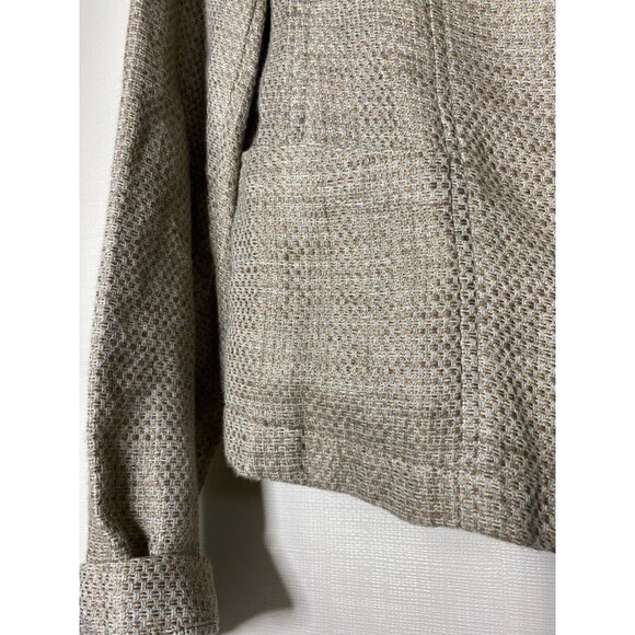 Eileen Fisher Blazer‎ Womens Sz XS Organic Linen Cotton Jacket Beige Snap Button - Picture 3 of 6
